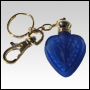 Frosted Cobalt Blue glass heart shaped bottle with Golden key chain. Capacity : 4ml(1/7oz)