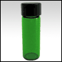 Green glass vial w/black cap. Capacity: 3.7ml(1dram)