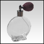 Circle glass bottle with Lavender Bulb sprayer and silver fitting. Capacity: 3.5oz (100 ml)
