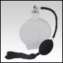 Frosted Circle glass bottle with Black Bulb sprayer with tassel and silver fitting. Capacity: 3.5oz 