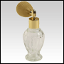 30ml (1oz) Diva clear glass bottle with Gold Bulb Sprayer and Gold fitting. 