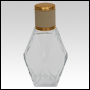 Clear glass Diamond-shaped bottle with Ivory Leather-type cap. Capacity: 63 ml (2 oz) at neck.