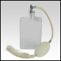  Frosted Elegant bottle, Ivory Bulb sprayer, tassel and silver fitting. 3.5oz