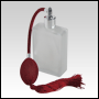  Frosted Elegant bottle, Red Bulb sprayer, tassel and silver fitting. 3.5oz