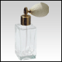 Empire Glass Bottle with Ivory Bulb sprayer and golden fitting. Capacity: 1 2/3oz (50ml)