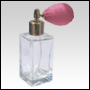Empire Glass Bottle with Pink Bulb sprayer and golden fitting. Capacity: 1 2/3oz (50ml)