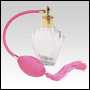 **OUT OF STOCK*Flair glass bottle with Pink Bulb sprayer with tassel and golden fitting. 2oz