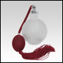 Frosted Round glass bottle with Red Bulb sprayer with tassel and silver fitting. 4.33oz (128ml)