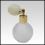 Frosted Round bottle with Ivory antique style blub with gold sprayer top.