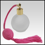 78ml(2.65oz) Frosted glass Round bottle with Pink antique style sprayer top with tassel.Spray top is