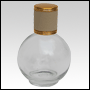 Clear Round glass bottle with Ivory Leather-type cap. Capacity: 78 ml (about 3oz).