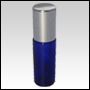Blue Glass Roll On Bottle with Shiny Silver Cap.Capacity: 1/6oz (5ml)