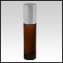 1/3oz (10ml) Amber Glass Roll On Bottle with Matte Silver Cap.