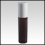 1/3oz  (10ml) Amber Glass Roll On Bottle with White Cap.