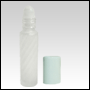 1/3oz (10ml) Frosted Swirl design cylindrical Roll on bottle with roll on plug and White cap.