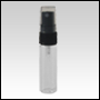 Clear Glass Bottle with Black Spray Pump and Clear Cap. Capacity: 4ml (2 dram)
