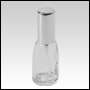 Clear bell shaped bottle with Silver cap and sprayer. Capacity: 10 ml (1/3 oz)