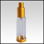 Clear Glass Lotion Bottle with Gold Top and Base.
Capacity: 1oz(30ml) 