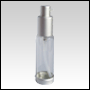 Clear Glass Lotion Bottle with Silver Top and Base.
Capacity:1oz(30ml)