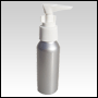 Silver Aluminum Lotion bottle. Capacity: 2oz (60ml).
