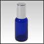 Boston round Cobalt Blue glass roll on bottle with Silver Cap.  Capacity : 33ml (1oz)