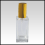 Empire Glass Bottle with Gold Spray Pump and Cap.
Capacity: 1 2/3oz (50ml)