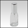 Clear bell shaped bottle with Shiny Silver cap and sprayer. Capacity: 10 ml (1/3 oz)