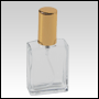 Elegant  glass bottle w/Gold sprayer and cap.Capacity: 1/2oz (15ml)